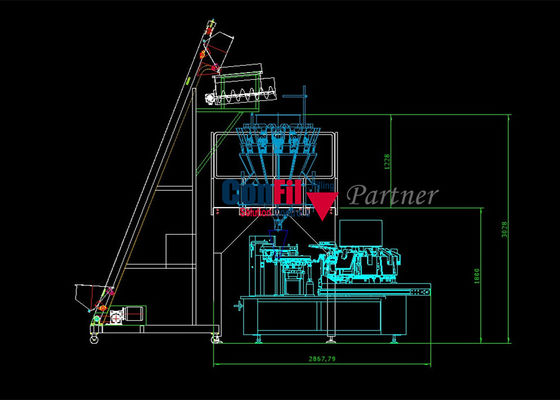 machine à emballer de peseur de 60bpm Multihead pour la chaîne d'emballage coupée fraîche de légumes