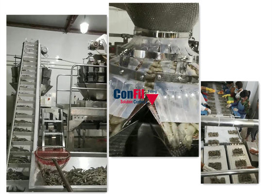 Machine de pesage principale de 14 Multihead pour la crevette remplissante Tray Conveyor prêt de crevette rose