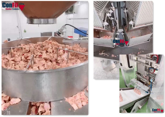 Machine à emballer de peseur de Multihead pour le système de emballage sous vide rotatoire découpé gelé de machine de poulet